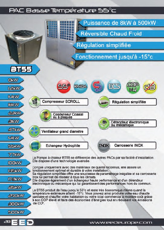 Pompe à chaleur 55°C monobloc BT55